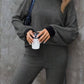 Contrast Round Neck Long Sleeve Top and Bootcut Pants Set