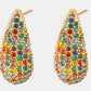 Stainless Steel Inlaid Zircon Teardrop Earrings