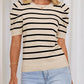 Striped Round Neck Puff Sleeve Knit Top