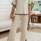 Devine Contrast Trim Half Sleeve Top and Pants Set