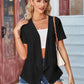 Eyelet Open Front Short Sleeve Cover Up