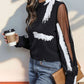 Mock Neck Mesh Long Sleeve Blouse