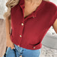 Perfee Pocketed Round Neck Cap Sleeve Cardigan