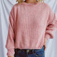 Round Neck Dropped Shoulder Long Sleeve Sweater