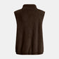 Full Size Fuzzy Zip Up Vest Coat with Pockets