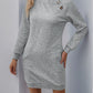 Perfee Texture Mock Neck Long Sleeve Mini Dress