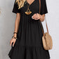 Full Size V-Neck Short Sleeve Mini Dress