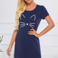 Graphic Round Neck Short Sleeve Lounge Dress