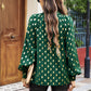 Mock Neck Cutout Lantern Sleeve Blouse