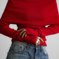 Off-Shoulder Long Sleeve Knit Top