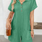 Button Detail Collared Neck Short Sleeve Romper