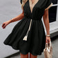 Devine Contrast Trim V-Neck Short Sleeve Mini Dress