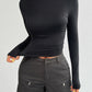 Backless Round Neck Long Sleeve T-Shirt