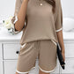 Devine Contrast Trim Round Neck Top and Shorts Set