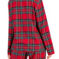Plaid Collared Neck Button Up Top and Pants Lounge Set