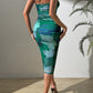 Ruched Printed Sleeveless Wrap Dress