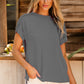 Exposed Seam Round Neck Short Sleeve T-Shirt