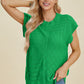 Double Take Full Size Cable-Knit Round Neck Cap Sleeve Sweater