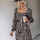 Leopard Smocked Flounce Sleeve Mini Dress