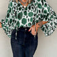 Printed Tie Neck Three-Quarter Sleeve Blouse