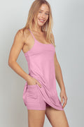 VERY J Sleeveless Active Tennis Dress with Unitard Liner *