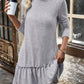 Frill Turtleneck Long Sleeve Dress