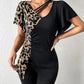 Ruched Leopard Flutter Sleeve T-Shirt