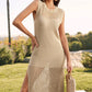 Slit Round Neck Sleeveless Sweater Dress