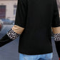 Leopard Round Neck Long Sleeve Blouse