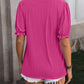 Textured Notched Flounce Sleeve Blouse