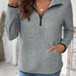 Perfee Texture Half Zip Long Sleeve Sweatshirt