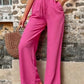 Tied High Waist Wide Leg Pants with Pockets
