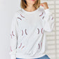 Sequin Baseball Round Neck Dropped Shoulder Sweatshirt
