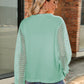 Full Size Round Neck Lace Long Sleeve T-Shirt Plus Size