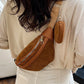 Corduroy Adjustable Strap Crossbody Bag with Pouch