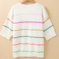 Striped Half Sleeve Drop Shoulder Sweater