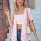 Eyelet Open Front Short Sleeve Cover Up
