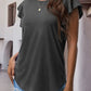 Full Size Ruffled Round Neck Cap Sleeve Blouse