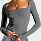Square Neck Long Sleeve T-Shirt