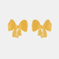 18K Gold-Plated Stainless Steel Bow Earrings and Necklace Set