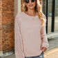 Full Size Round Neck Lace Long Sleeve T-Shirt Plus Size