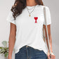 Heart Round Neck Short Sleeve T-Shirt
