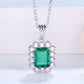 1.5 Carat Lab-Grown Emerald Pendant 925 Sterling Silver Necklace