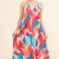 And the Why Printed Blue Multi Crisscross Back Cami Dress