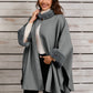 Fuzzy Trim Long Sleeve Poncho