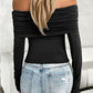 Ruched Off-Shoulder Long Sleeve T-Shirt