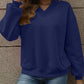 V-Neck Long Sleeve Dropped Shoulder Sweatshirt