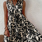 Printed Notched Sleeveless Mini Dress