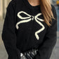 Bow Button Down Round Neck Cardigan