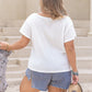 Plus Size Lace Detail V-Neck Short Sleeve Blouse